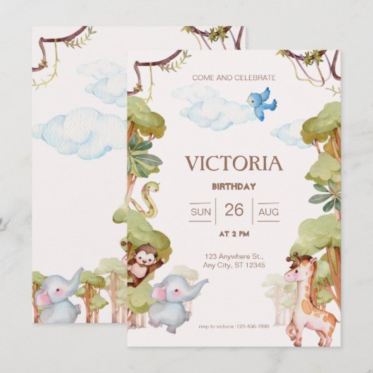 Schattig bosdier Verjaardag Kaart (Voorkant / Achterkant)