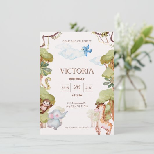 Schattig bosdier Verjaardag Kaart (Staand voorkant)