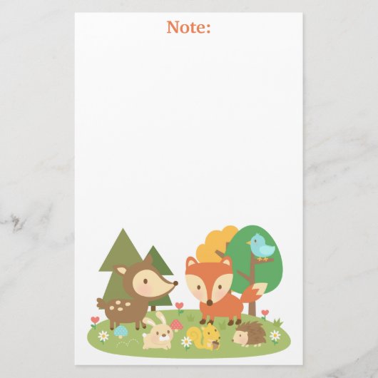 Schattig bosdier voor kinderen briefpapier (Voorkant)