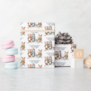 Schattig bosdier Wandelende Jongen Baby Borrel Cadeaupapier