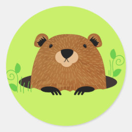 Schattig bosgebied Groundhog Ronde Sticker