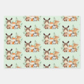 Schattig bosrijke groene bosdieren inpakpapier (Voorkant 3)