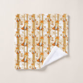 schattig bosrijke vos cabine betegeld patroon bad handdoek (Wasdoekje)