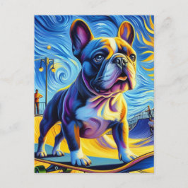 Schattig Boston Terrier Skateboarden Briefkaart