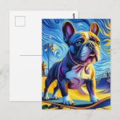 Schattig Boston Terrier Skateboarden Briefkaart (Voorkant / Achterkant)