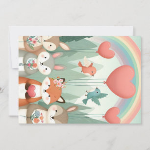 Schattig boswezentje regenboog valentijn feestdagenkaart