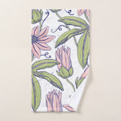 Schattig botanisch patroon Roze en groen Bad Handdoek (Handdoek)