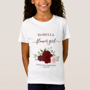 Schattig Bourgondië & Rode Rozen Bloemenmeisje Cad T-shirt