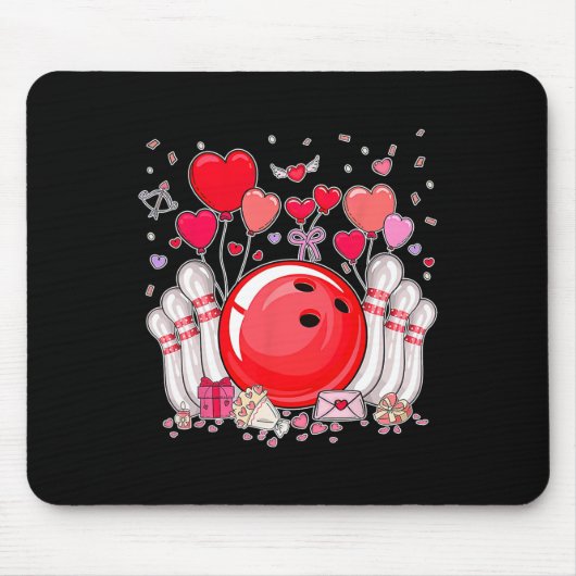 Schattig Bowling Ll Valentijnshart Liefhebber Spel Muismat (Voorkant)