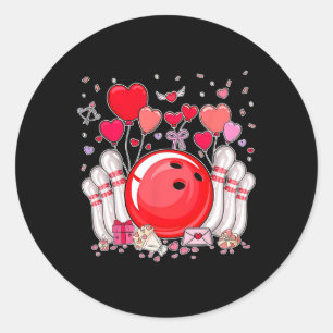 Schattig Bowling Ll Valentijnshart Liefhebber Spel Ronde Sticker