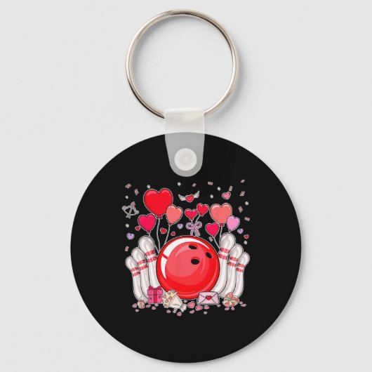 Schattig Bowling Ll Valentijnshart Liefhebber Spel Sleutelhanger (Voorkant)