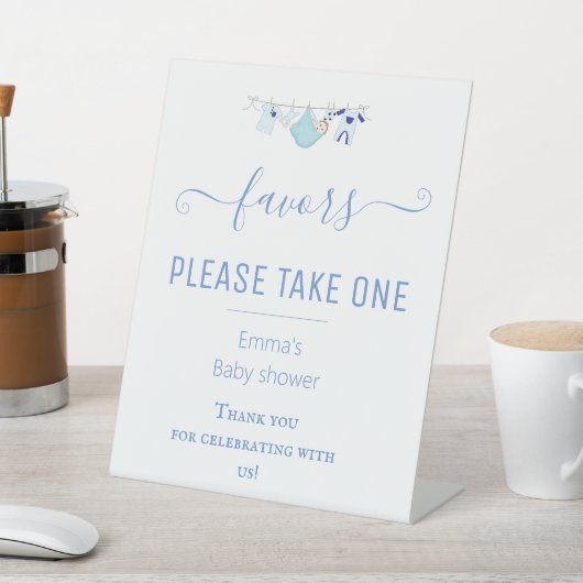 Schattig Boy Blue Favors Baby shower Tafelteken Reclamebord Met Voetstuk (Insitu)