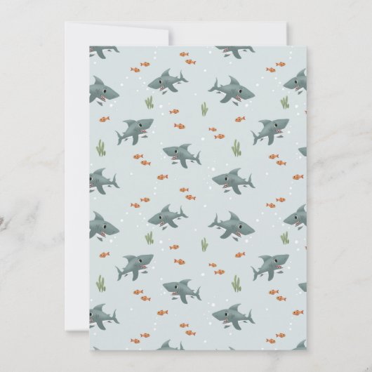 Schattig Boys Shark Baby shower Dank u Bedankkaart (Achterkant)