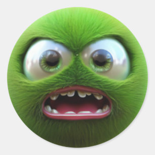 Schattig boze groene balfiguur ronde sticker