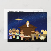 Schattig Briefkaart voor kerstmis op de nativiteit (Voorkant / Achterkant)
