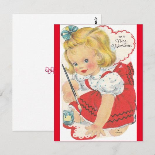 Schattig Briefkaart voor kleine meisjes die Valent (Voorkant / Achterkant)