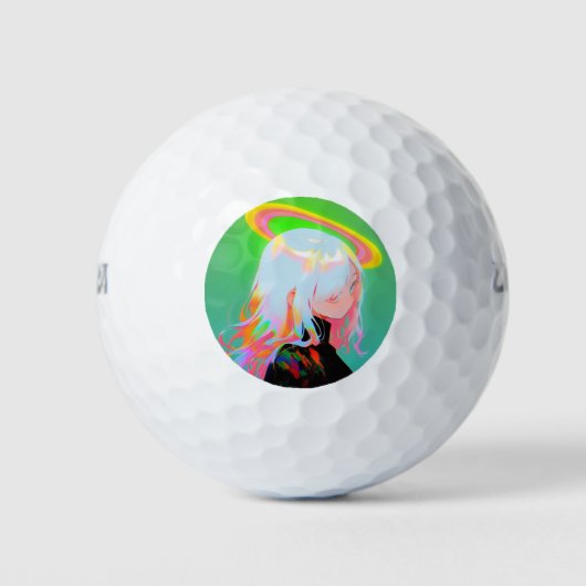 Schattig Bright Neon Halo Anime Meisje Golfballen (Voorkant)