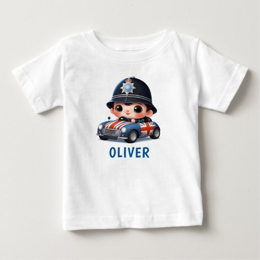Schattig Brits politie kind rijdt  (Voorkant)
