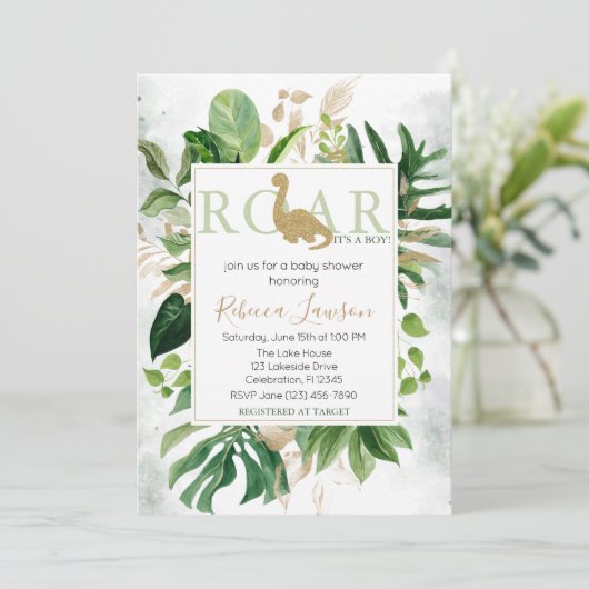 Schattig Brontosaurus Dinosaur Baby shower Kaart (Staand voorkant)