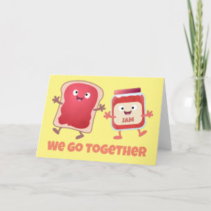 Schattig brood en jam Valentijnskaart cartoon Kaart