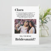 schattig bruidsmeisje foto, wil je mijn bedankkaart (Staand voorkant)