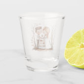 Schattig bruidspaar met cake shot glas (Achterkant)