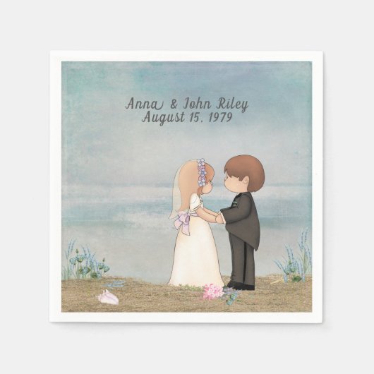 schattig bruidspaar op het strand servetten (Voorkant)
