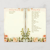 schattig bruiloft programma, rozen (Achterkant)