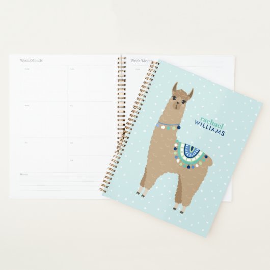 Schattig bruin alpaca gepersonaliseerd planner (Display)