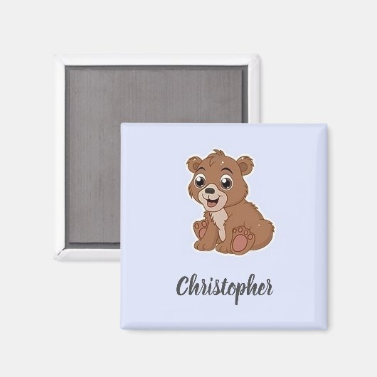Schattig bruin beer blauw magneet (Voorkant / Achterkant)