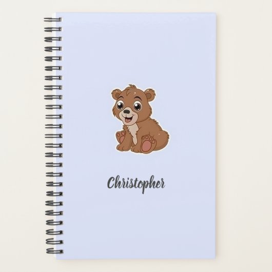 Schattig bruin beer blauw planner (Voorkant)