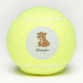 Schattig bruin beer blauw tennisballen (Voorkant)