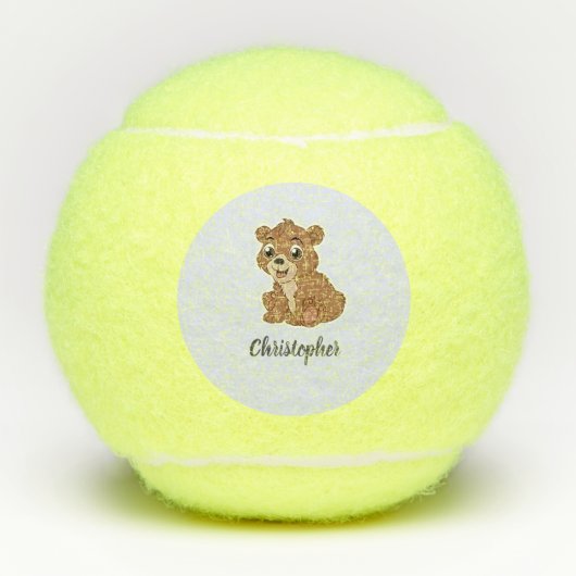 Schattig bruin beer blauw tennisballen (Voorkant)