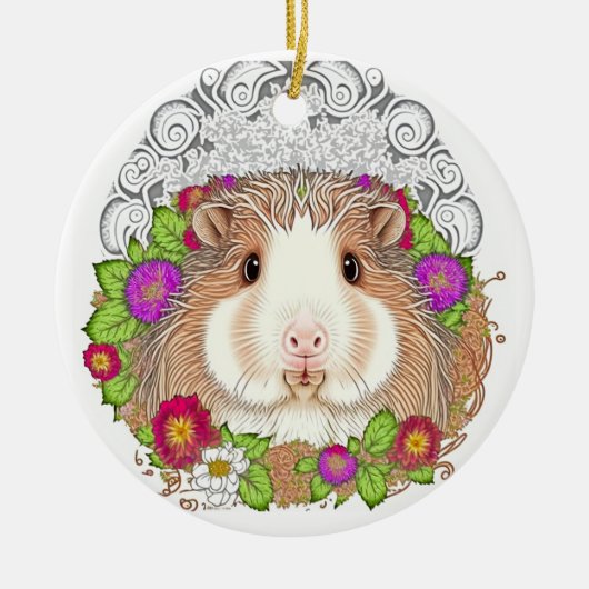 Schattig-bruin-cavia Pig Keramisch Ornament (Voorkant)