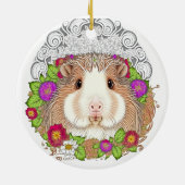 Schattig-bruin-cavia Pig Keramisch Ornament (Achterkant)