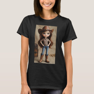 Schattig Bruin Cowgirl Westerse Mode Dames T-Shirt