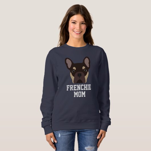 Schattig Bruin en Tan Frenchie Hond Mam Trui (Voorkant volledig)