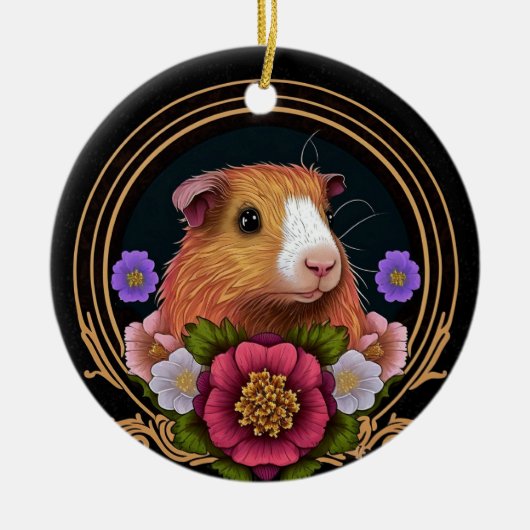 Schattig bruin en wit cavia keramisch ornament (Voorkant)