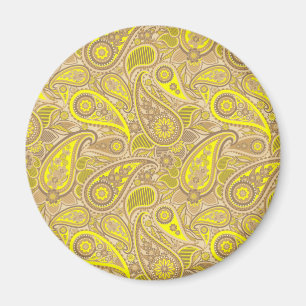 Schattig bruin geel paisley motief magneet