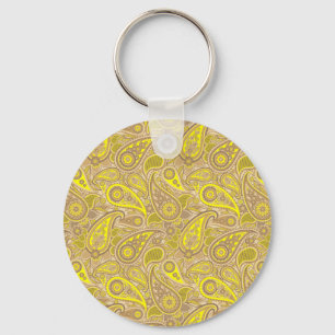 Schattig bruin geel paisley motief sleutelhanger