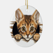 SCHATTIG BRUIN GESTREEPT TABBY KITTEN KERAMISCH ORNAMENT (Rechts)