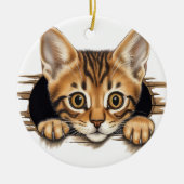 SCHATTIG BRUIN GESTREEPT TABBY KITTEN KERAMISCH ORNAMENT (Voorkant)