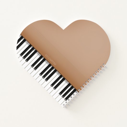 Schattig Bruin Grote Piano Hart Gevormd Notitieboek (Achterkant)