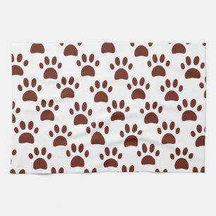 Schattig Bruin Hond Poot Print Pet Theedoek
