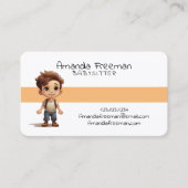 Schattig Bruin Kinderen Kinderopvang en Babysitten Visitekaartje (Voorkant)