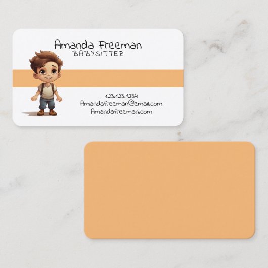 Schattig Bruin Kinderen Kinderopvang en Babysitten Visitekaartje (Voorkant / Achterkant)