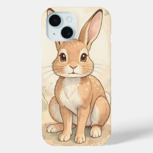 Schattig bruin konijn in een bos iPhone 15 case