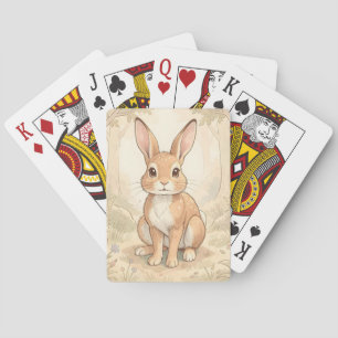 Schattig bruin konijn in een bos pokerkaarten