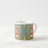 Schattig bruin konijn met vlinderdas espresso kop (Voorkant rechts)
