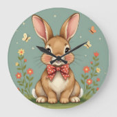 Schattig bruin konijn met vlinderdas grote klok (Voorkant)